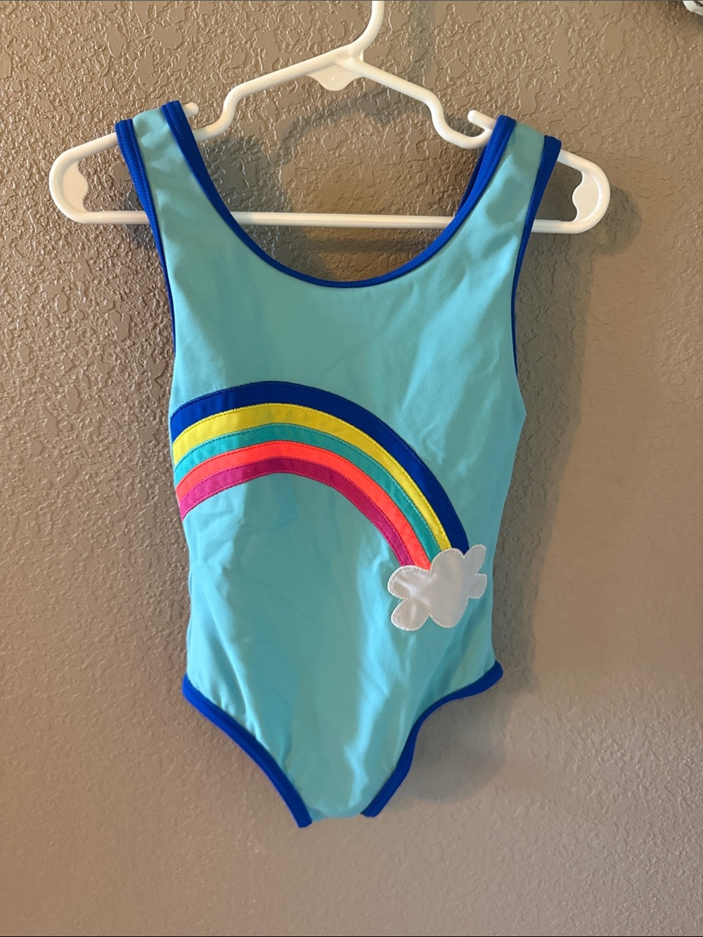 Mini Boden Light Blue Rainbow One-Piece with Bright Trim